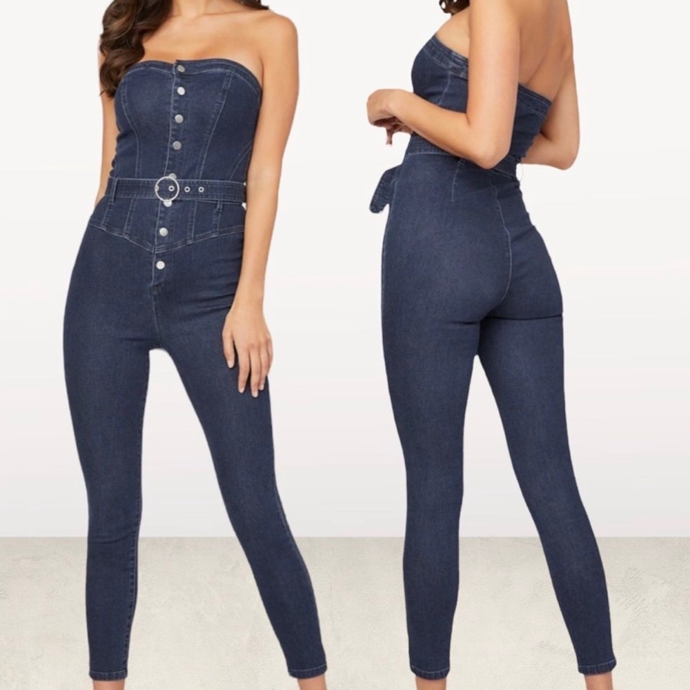 Guess Darma Denim Strapless Jumpsuit